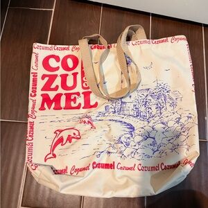 Cozumel Tote Bag with Red and Blue Print